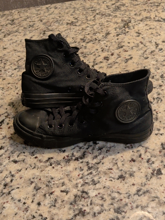 Converse Other - Converse Black High Top Sneakers — All Black Mens 7 Women's 9